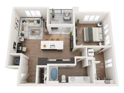 Floor plan for 1 bed, 1 bath, 826 sqft